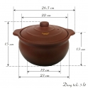 kích thước nồi đất nung kho cá 3 lít