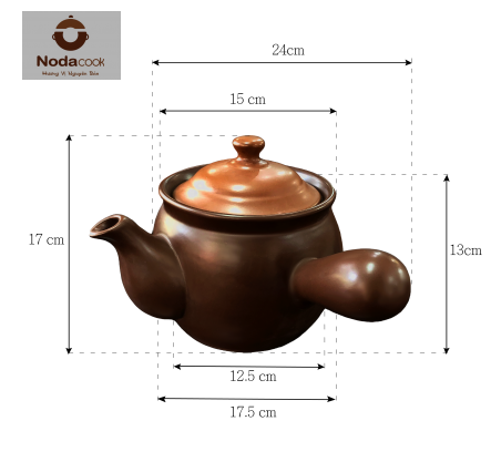  kích thước Ấm sắc thuốc 2 lít Nodacook (Màu nâu)