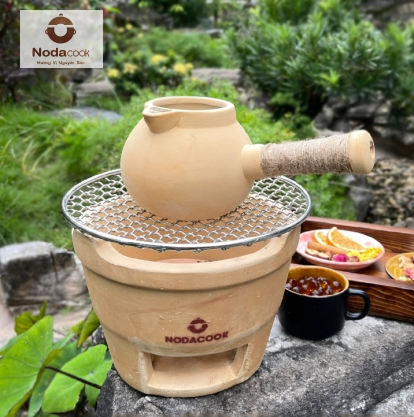 bộ ấm trà kèm bếp bằng gốm